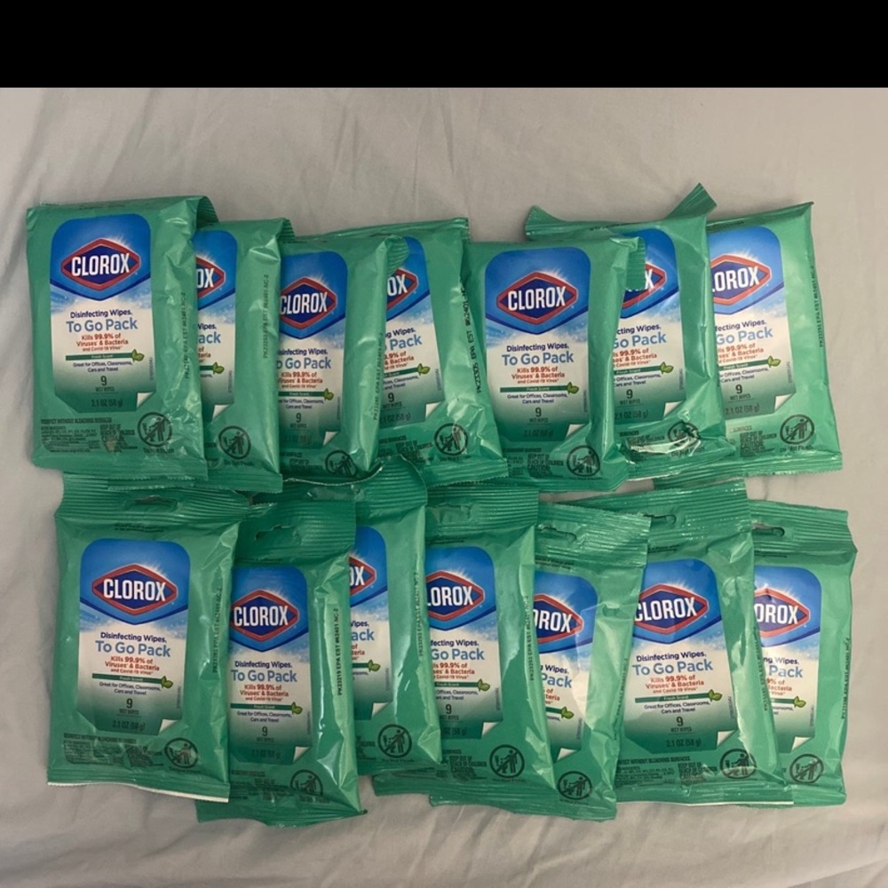 NEW Set of 15 Clorox Disinfecting Wipes To Go Pack Fresh Scent, 9 count